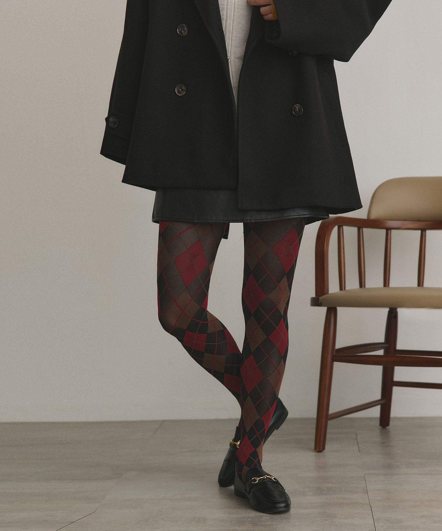 アドティエ ad thie 【2025AW新作】アーガイルタイツ （ブルー） ブルー