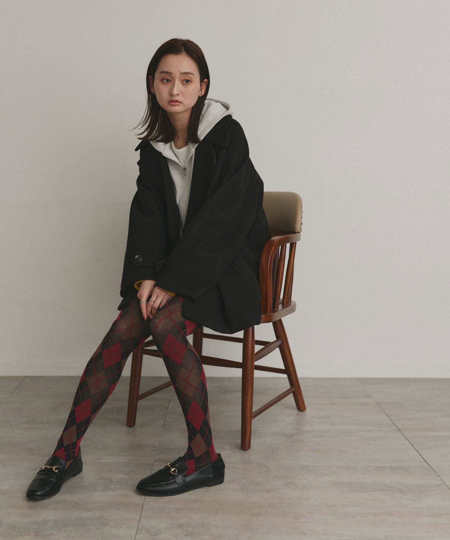 アドティエ ad thie 【2025AW新作】アーガイルタイツ （ブルー） ブルー