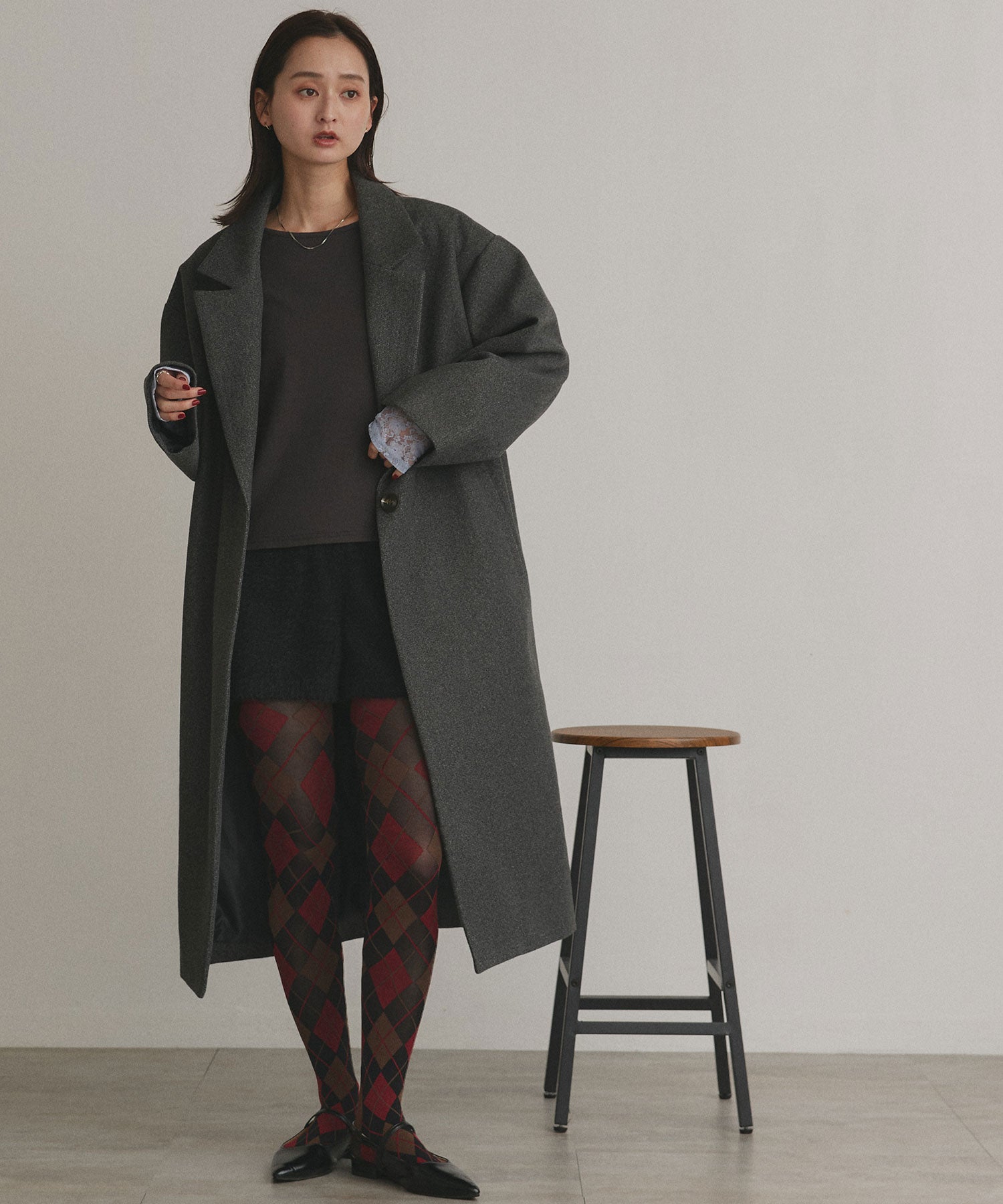 アドティエ ad thie 【2025AW新作】アーガイルタイツ （ブルー） ブルー