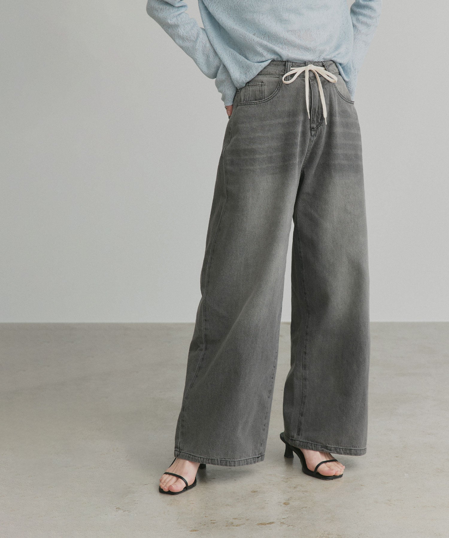 アドティエ ad thie 【2026SS新作】ヴィンテージワイドデニムパンツ （ブラック） ブラック