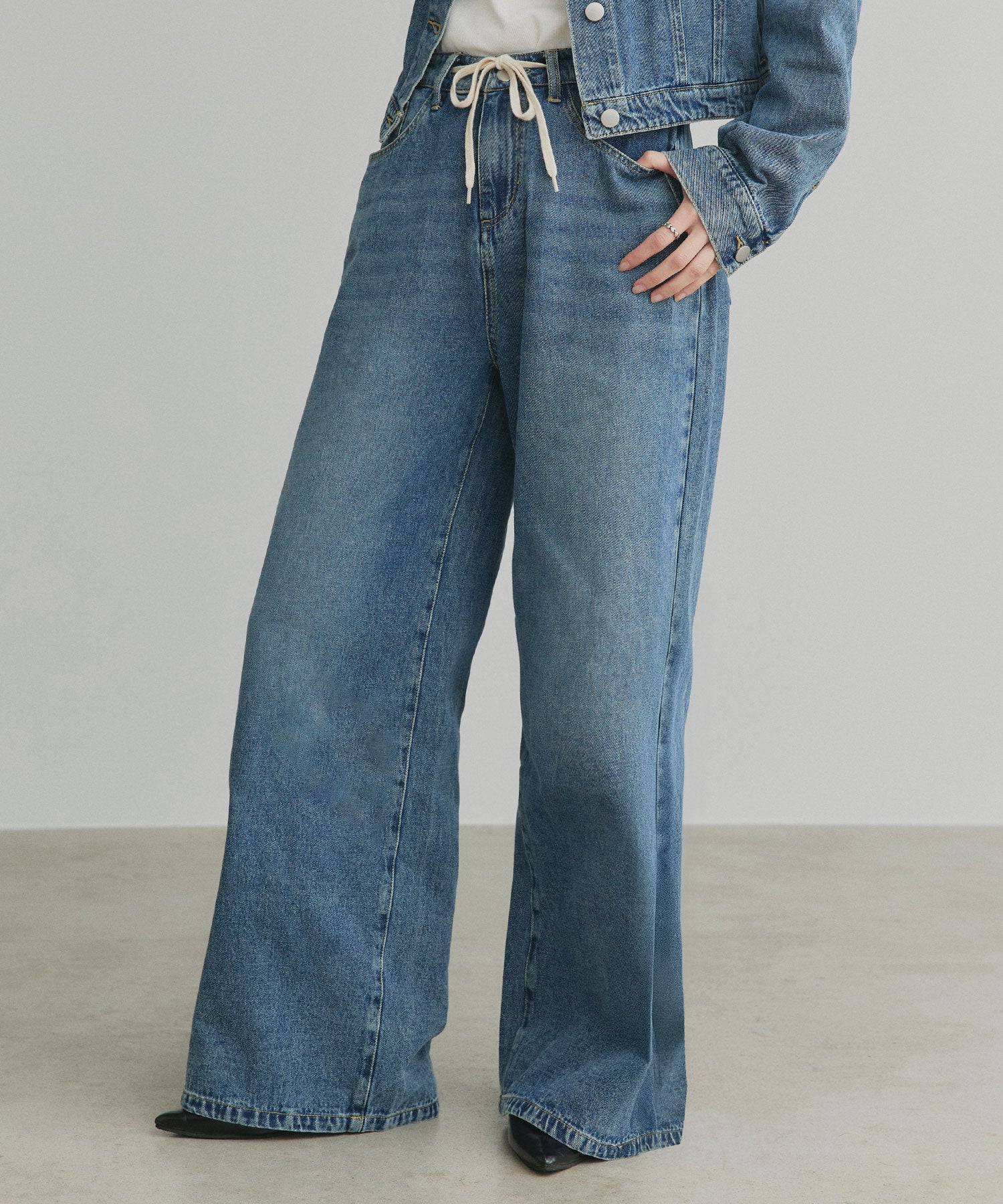 アドティエ ad thie 【2026SS新作】ヴィンテージワイドデニムパンツ （ブラック） ブラック