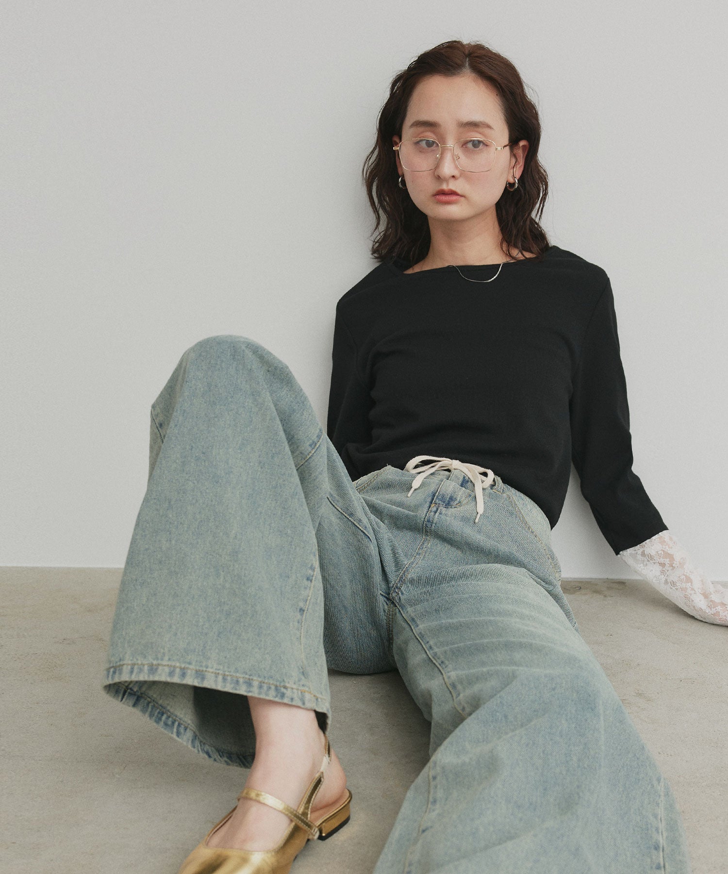 アドティエ ad thie 【2026SS新作】ヴィンテージワイドデニムパンツ （ブラック） ブラック