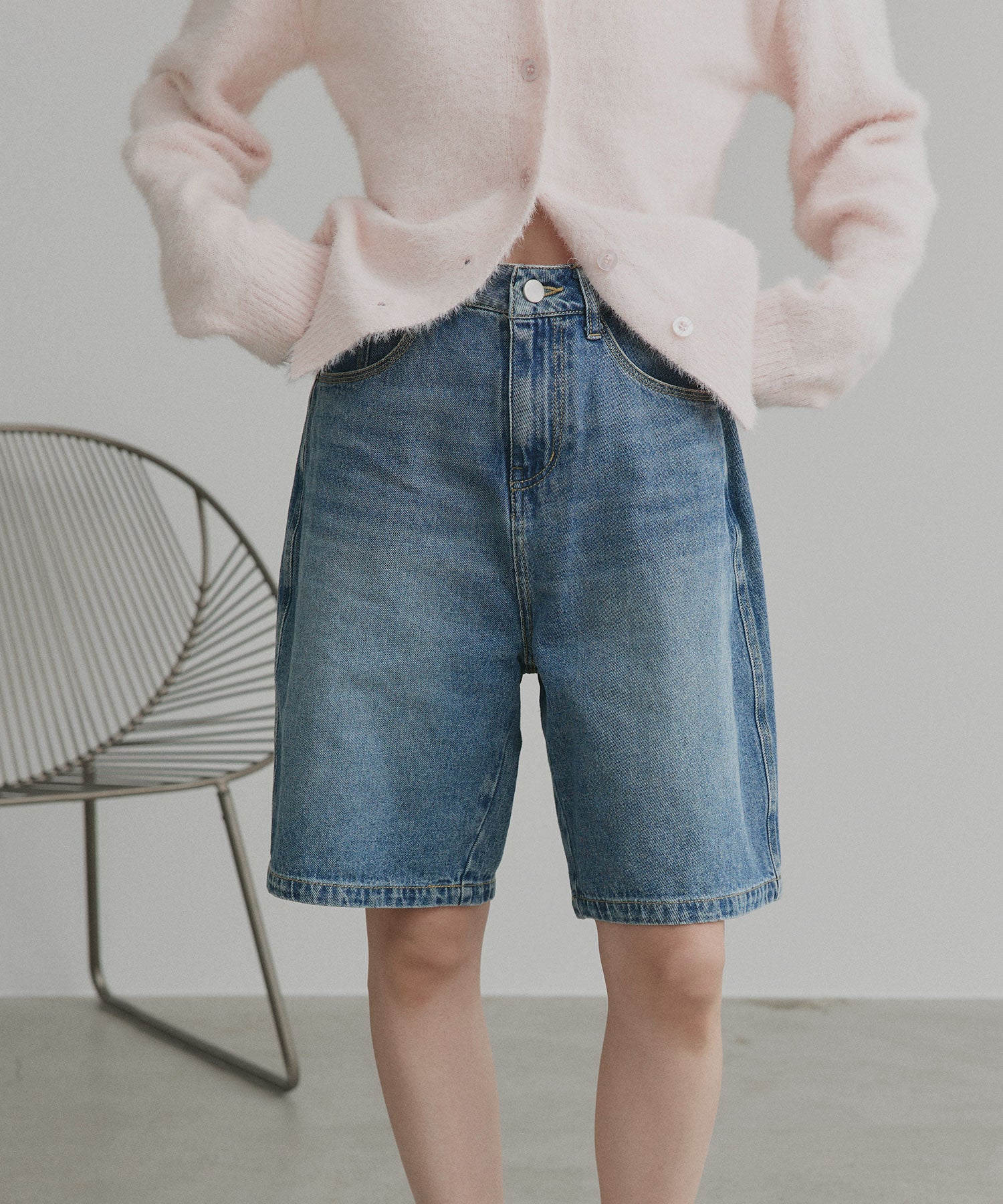 アドティエ ad thie 【2026SS新作】ヴィンテージハーフデニムパンツ （ブルー） ブルー