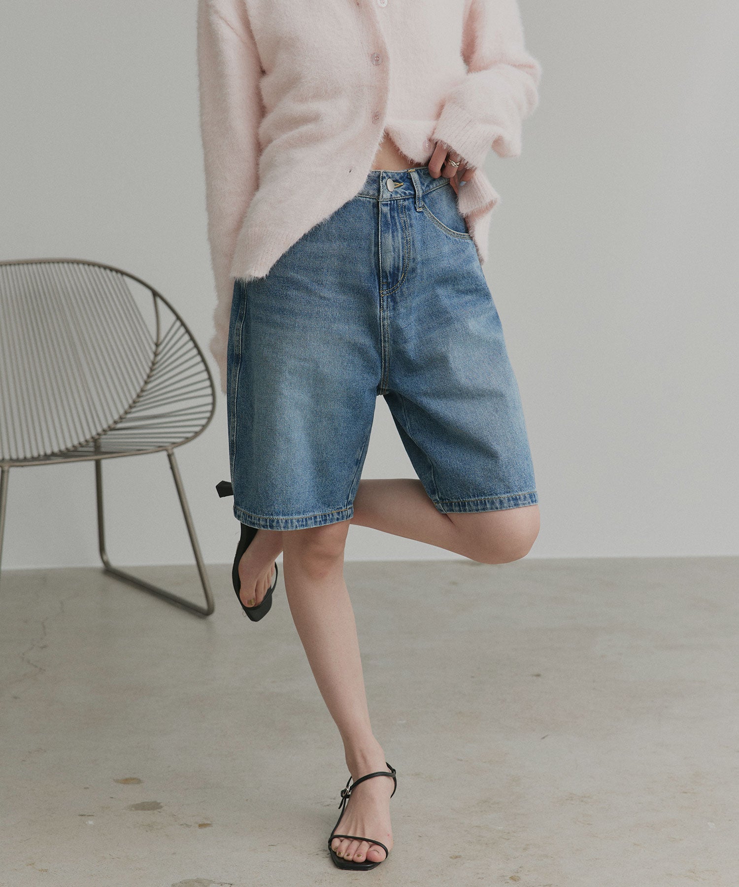 アドティエ ad thie 【2026SS新作】ヴィンテージハーフデニムパンツ （ブルー） ブルー