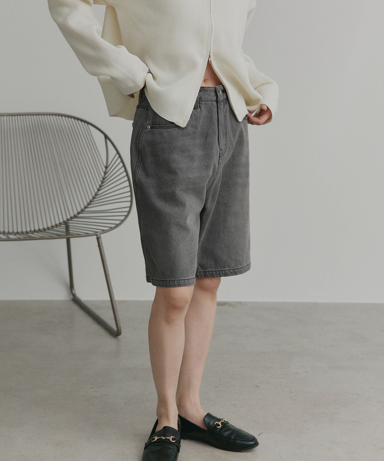 アドティエ ad thie 【2026SS新作】ヴィンテージハーフデニムパンツ （ブルー） ブルー