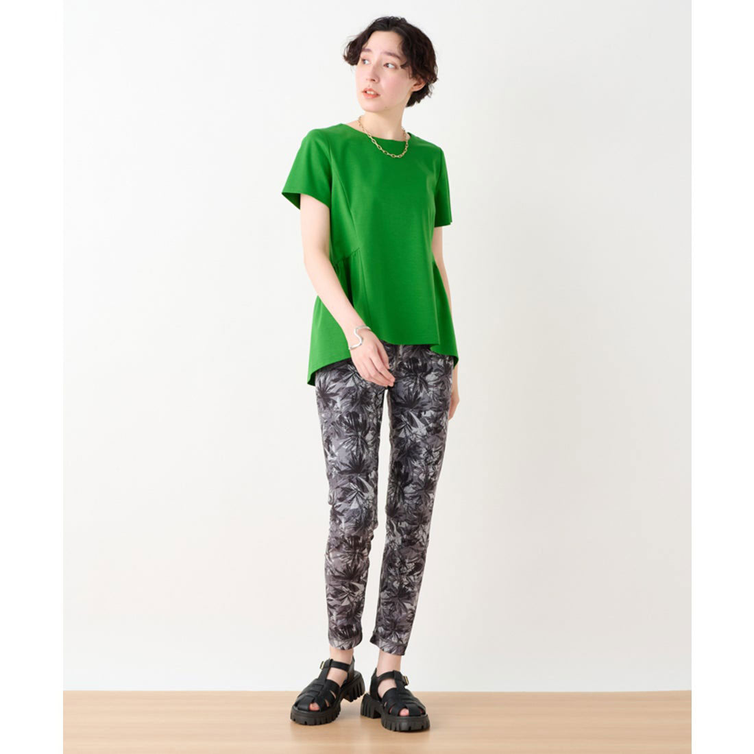 キャラ・オ・クルス CARA O CRUZ 洗える ペプラム切替Tシャツ （オレンジ系） オレンジ系