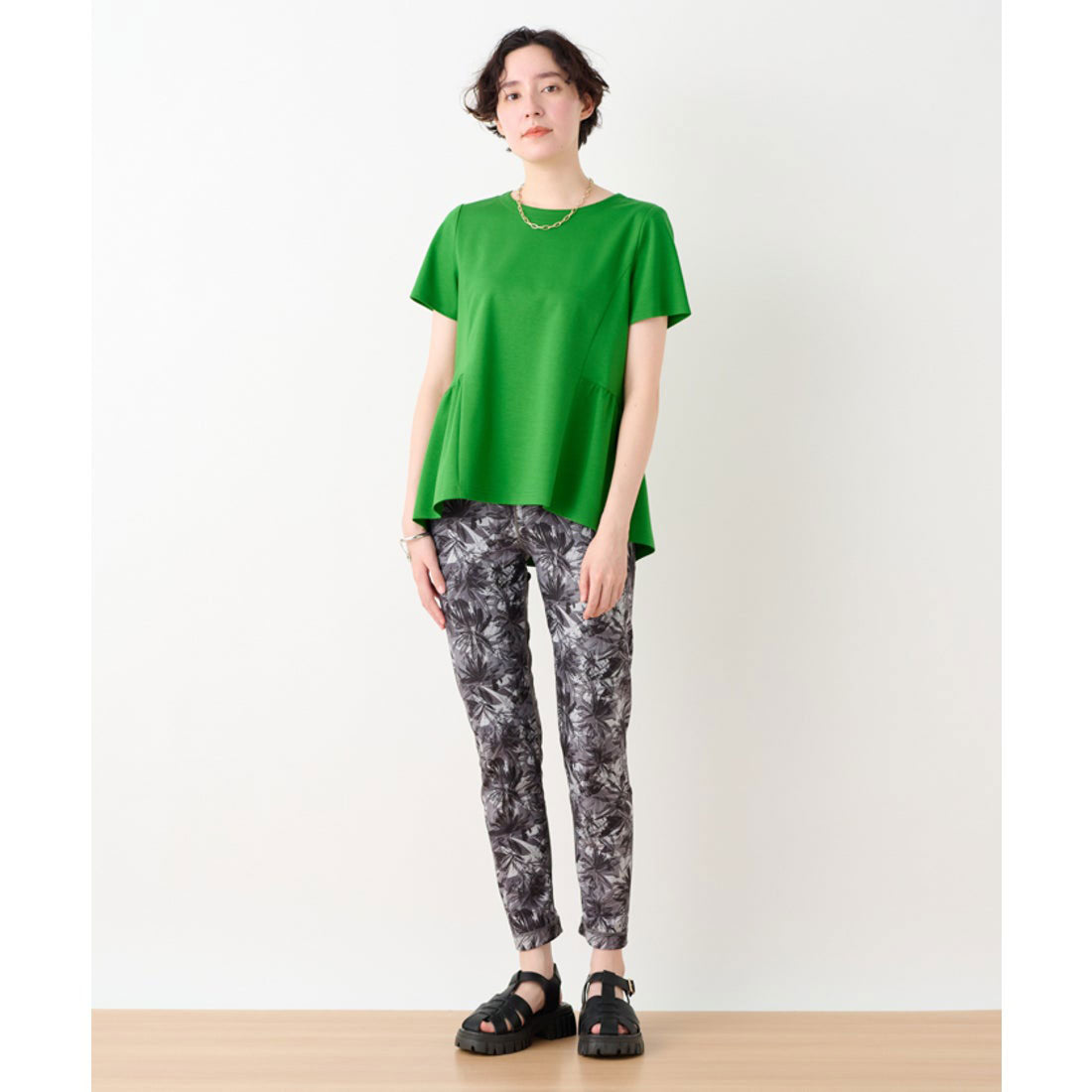 キャラ・オ・クルス CARA O CRUZ 洗える ペプラム切替Tシャツ （オレンジ系） オレンジ系