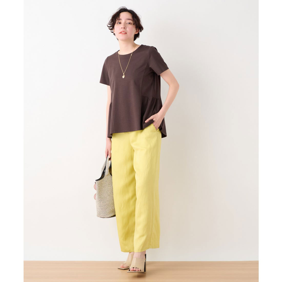 キャラ・オ・クルス CARA O CRUZ 洗える ペプラム切替Tシャツ （オレンジ系） オレンジ系