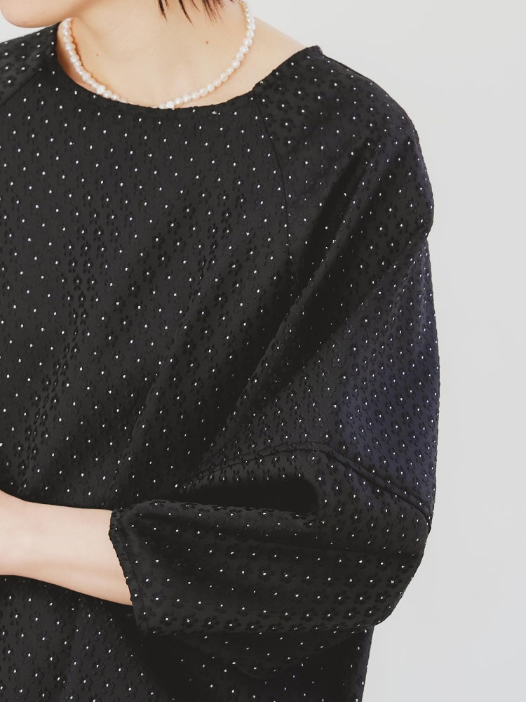 ルクールブラン le.coeur blanc 小花ラメジャガードプルオーバー （ブラック） ブラック