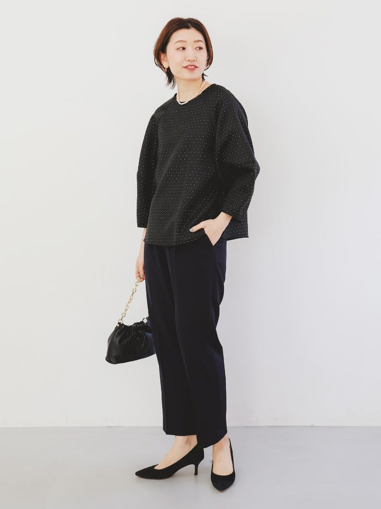 ルクールブラン le.coeur blanc 小花ラメジャガードプルオーバー （ブラック） ブラック