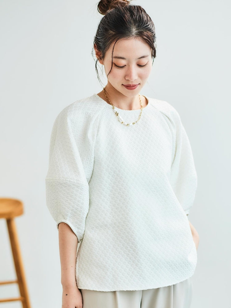 ルクールブラン le.coeur blanc 小花ラメジャガードプルオーバー （ブラック） ブラック