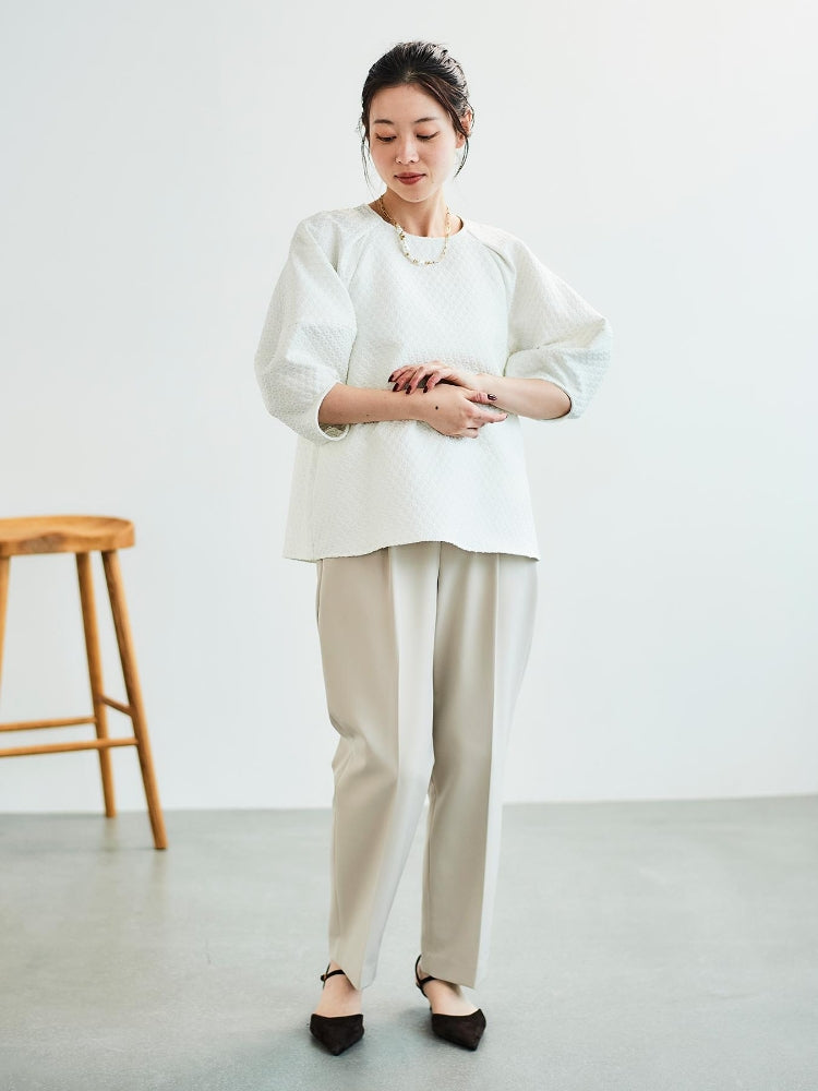 ルクールブラン le.coeur blanc 小花ラメジャガードプルオーバー （ブラック） ブラック