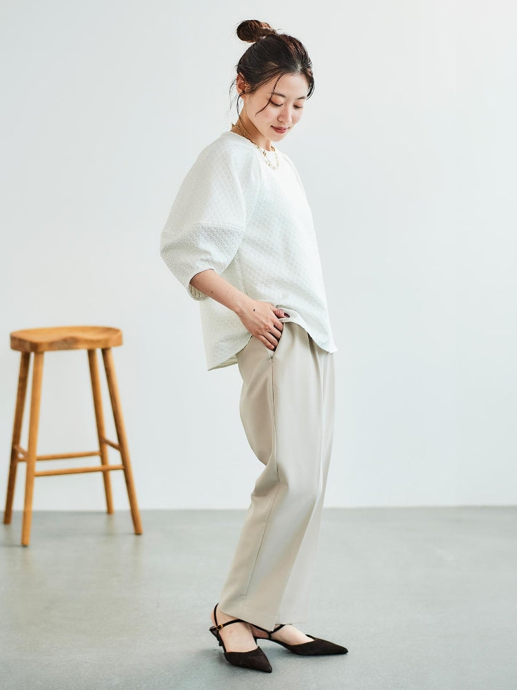 ルクールブラン le.coeur blanc 小花ラメジャガードプルオーバー （ブラック） ブラック