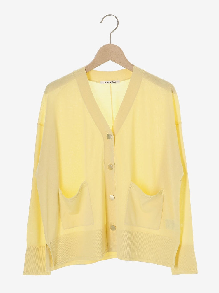 ルクールブラン le.coeur blanc ハイゲージVネックカーディガン （イエロー） イエロー
