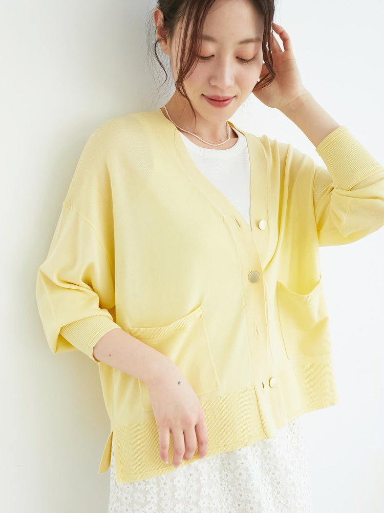 ルクールブラン le.coeur blanc ハイゲージVネックカーディガン （イエロー） イエロー