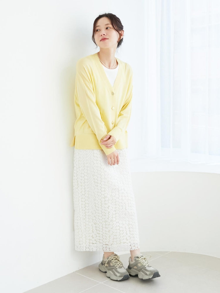 ルクールブラン le.coeur blanc ハイゲージVネックカーディガン （イエロー） イエロー