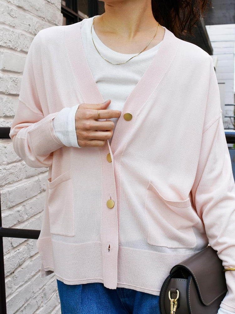 ルクールブラン le.coeur blanc ハイゲージVネックカーディガン （イエロー） イエロー