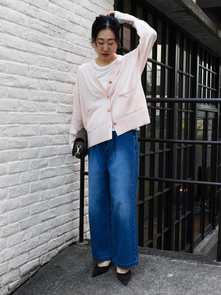 ルクールブラン le.coeur blanc ハイゲージVネックカーディガン （イエロー） イエロー