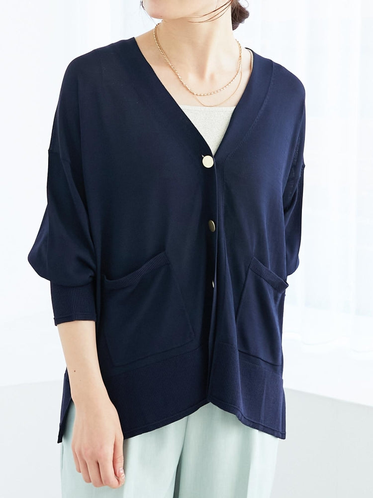 ルクールブラン le.coeur blanc ハイゲージVネックカーディガン （イエロー） イエロー