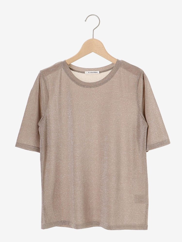 ルクールブラン le.coeur blanc シンプルラメTシャツ （ブラウン） ブラウン