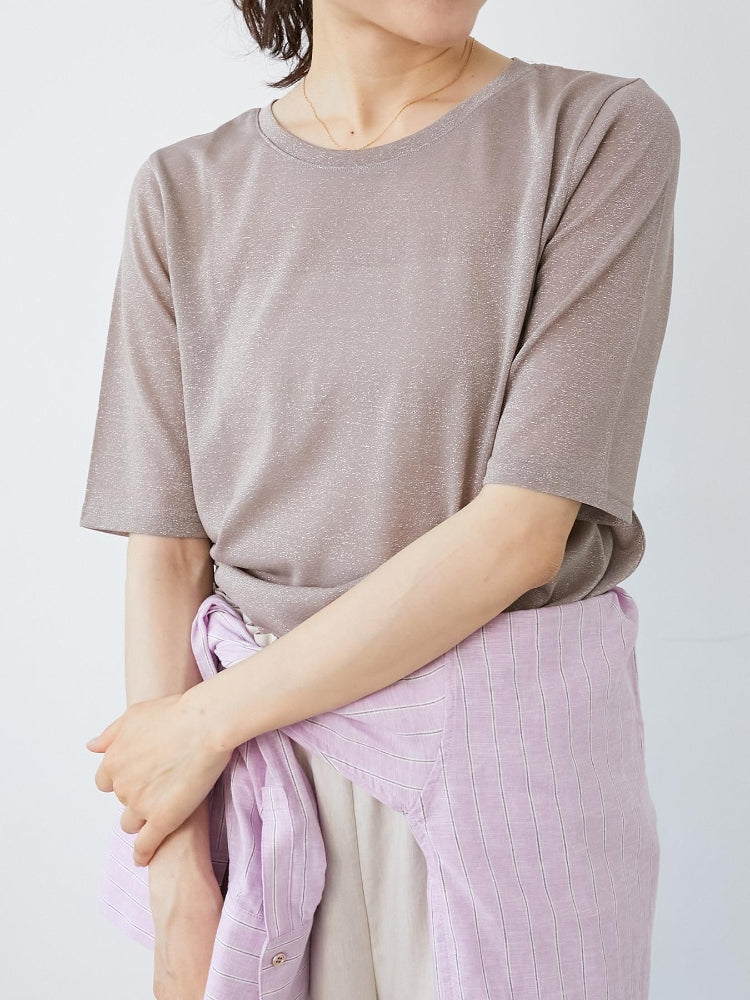 ルクールブラン le.coeur blanc シンプルラメTシャツ （ブラウン） ブラウン