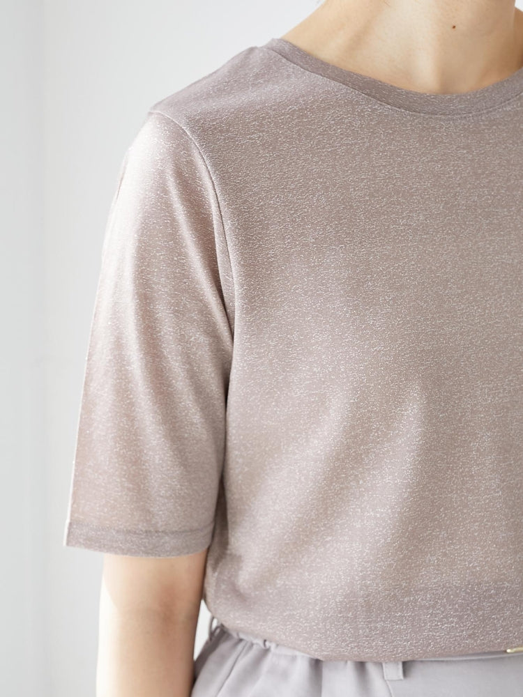 ルクールブラン le.coeur blanc シンプルラメTシャツ （ブラウン） ブラウン