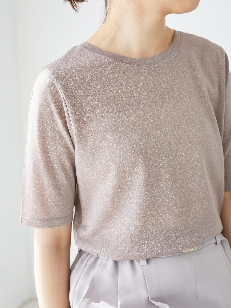 ルクールブラン le.coeur blanc シンプルラメTシャツ （ブラウン） ブラウン