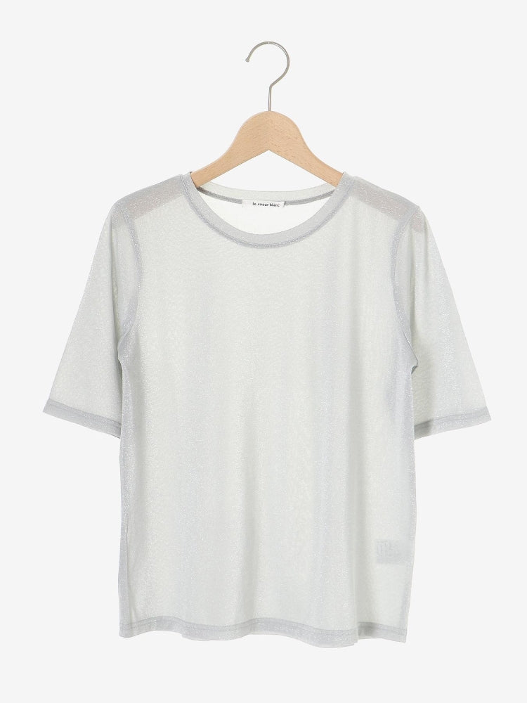 ルクールブラン le.coeur blanc シンプルラメTシャツ （ブラウン） ブラウン