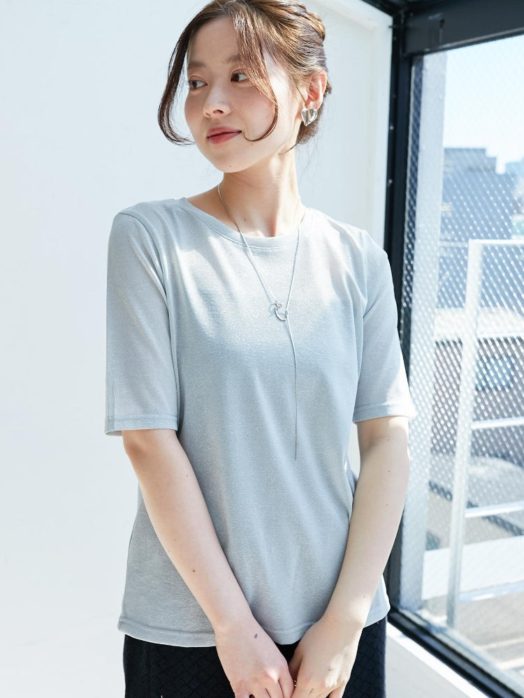 ルクールブラン le.coeur blanc シンプルラメTシャツ （ブラウン） ブラウン