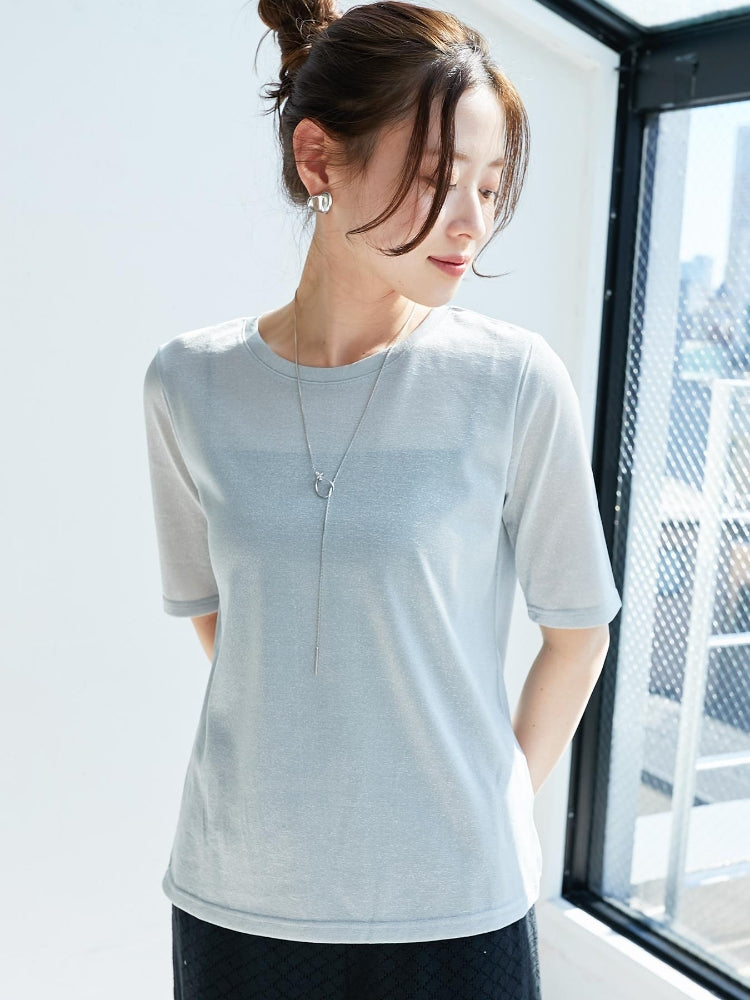 ルクールブラン le.coeur blanc シンプルラメTシャツ （ブラウン） ブラウン