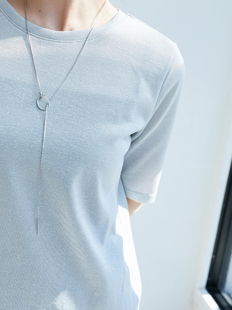 ルクールブラン le.coeur blanc シンプルラメTシャツ （ブラウン） ブラウン