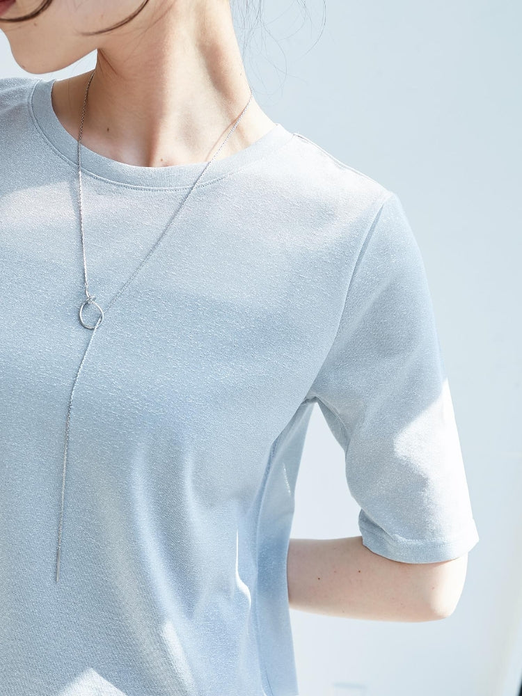 ルクールブラン le.coeur blanc シンプルラメTシャツ （ブラウン） ブラウン