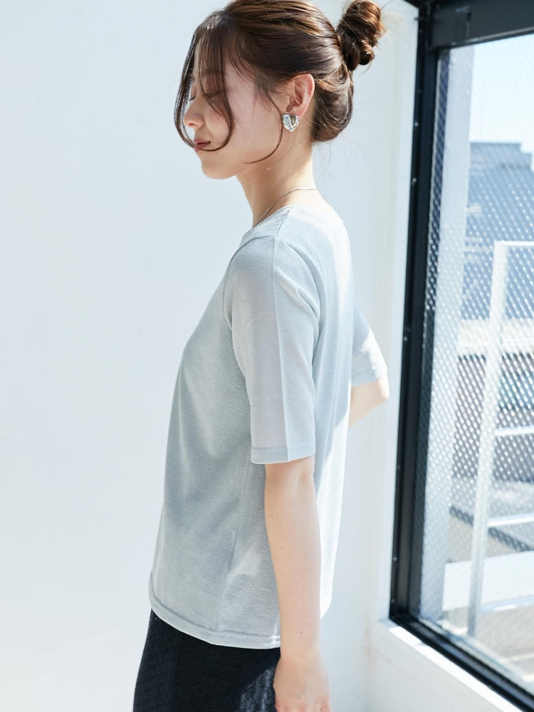 ルクールブラン le.coeur blanc シンプルラメTシャツ （ブラウン） ブラウン
