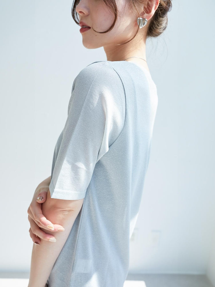 ルクールブラン le.coeur blanc シンプルラメTシャツ （ブラウン） ブラウン