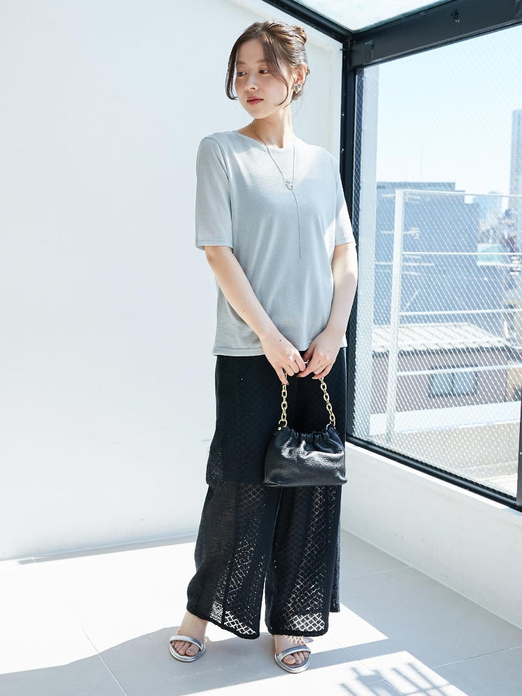 ルクールブラン le.coeur blanc シンプルラメTシャツ （ブラウン） ブラウン