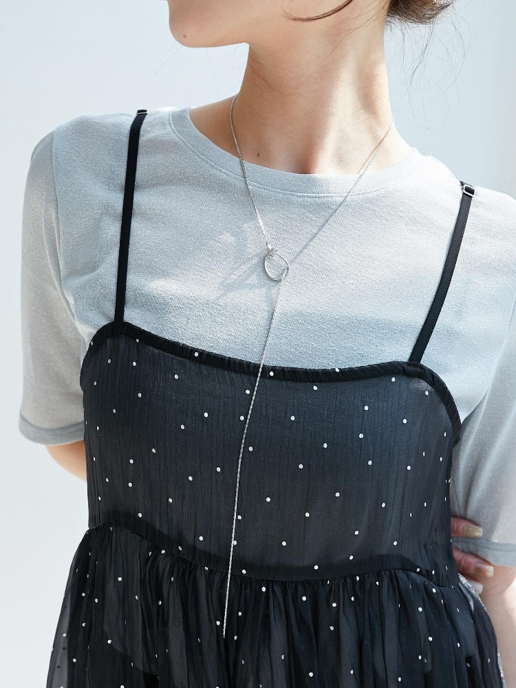 ルクールブラン le.coeur blanc シンプルラメTシャツ （ブラウン） ブラウン