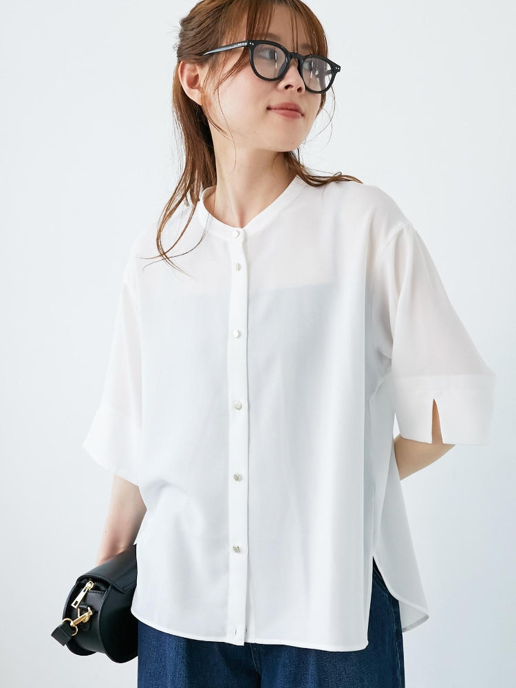 ルクールブラン le.coeur blanc 2WAYジョーゼットブラウス （ブルー） ブルー