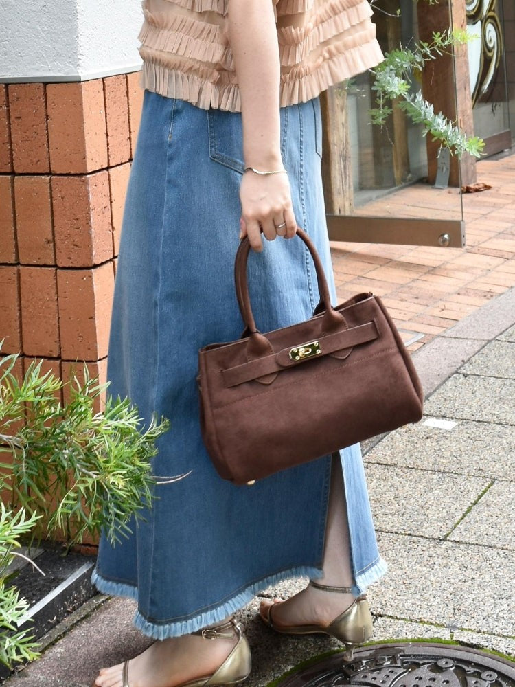 ルクールブラン le.coeur blanc スエードスクエアトート （ブラウン） ブラウン