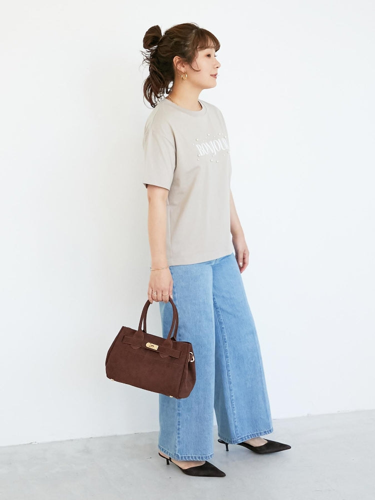 ルクールブラン le.coeur blanc スエードスクエアトート （ブラウン） ブラウン