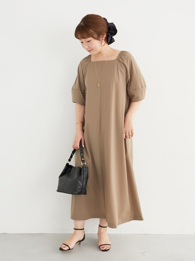 ルクールブラン le.coeur blanc ナイロンストレッチ2WAYワンピース （カーキ） カーキ