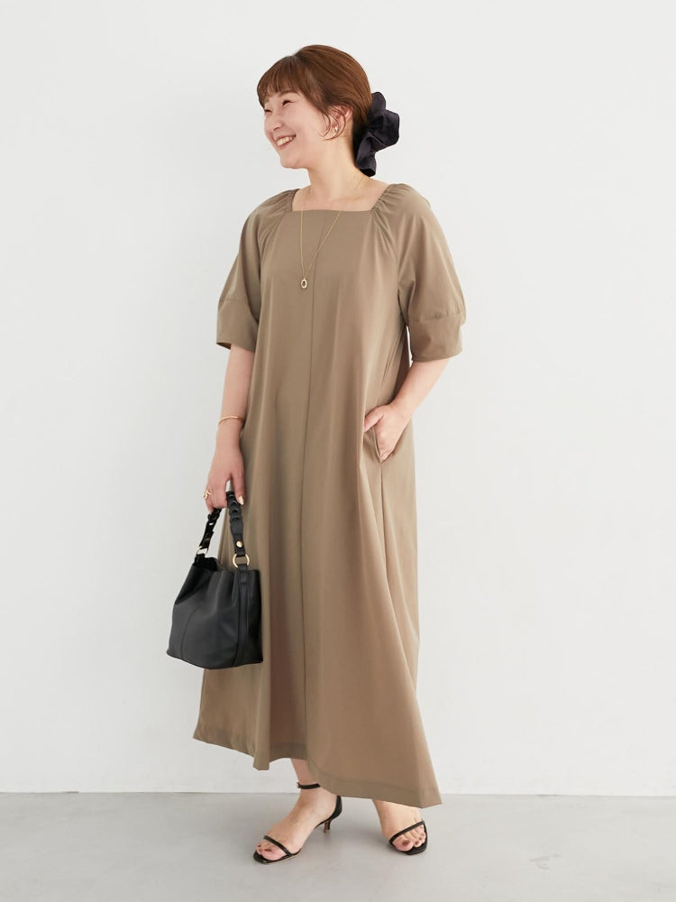 ルクールブラン le.coeur blanc ナイロンストレッチ2WAYワンピース （カーキ） カーキ