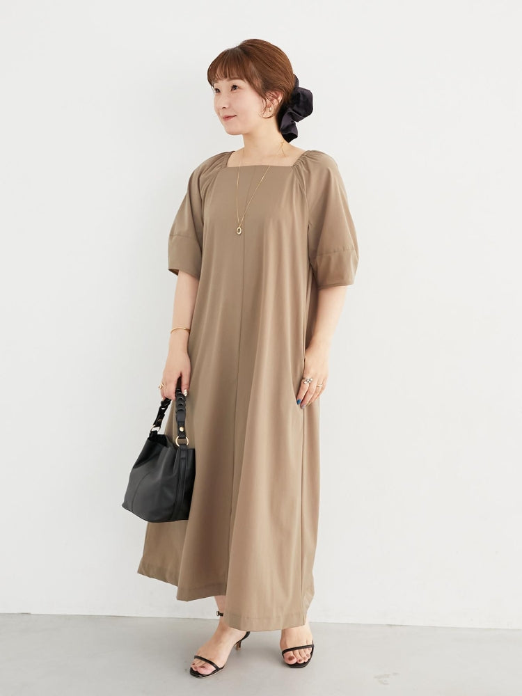 ルクールブラン le.coeur blanc ナイロンストレッチ2WAYワンピース （カーキ） カーキ
