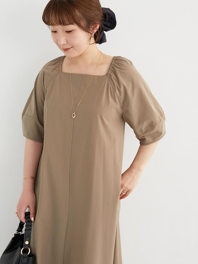 ルクールブラン le.coeur blanc ナイロンストレッチ2WAYワンピース （カーキ） カーキ