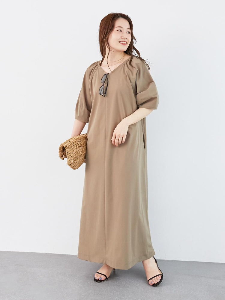 ルクールブラン le.coeur blanc ナイロンストレッチ2WAYワンピース （カーキ） カーキ