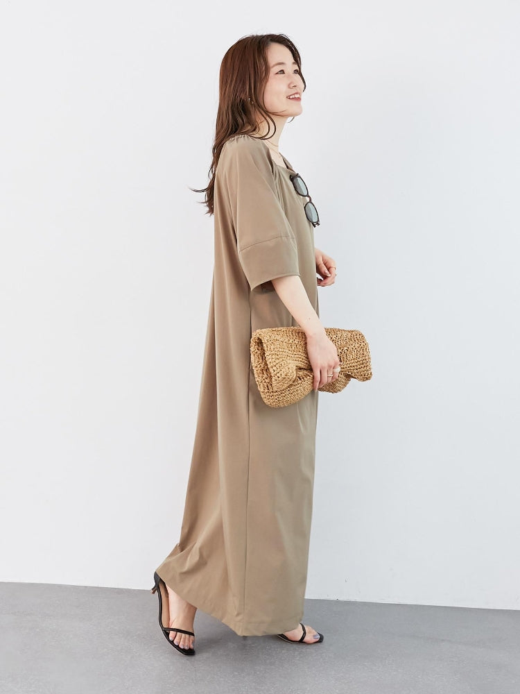 ルクールブラン le.coeur blanc ナイロンストレッチ2WAYワンピース （カーキ） カーキ