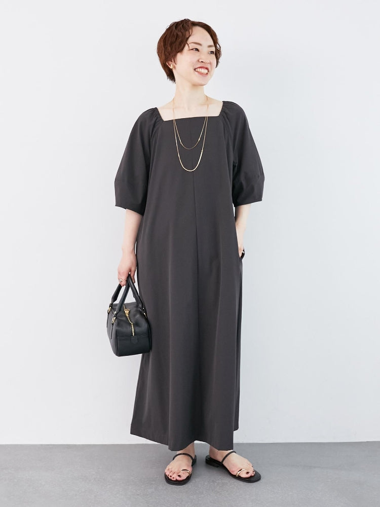 ルクールブラン le.coeur blanc ナイロンストレッチ2WAYワンピース （カーキ） カーキ