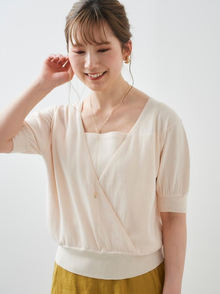 le.coeur blanc カシュクールニットプルオーバー（ホワイト） ホワイト