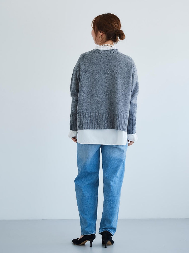 le.coeur blanc フリルネック前釦ブラウス