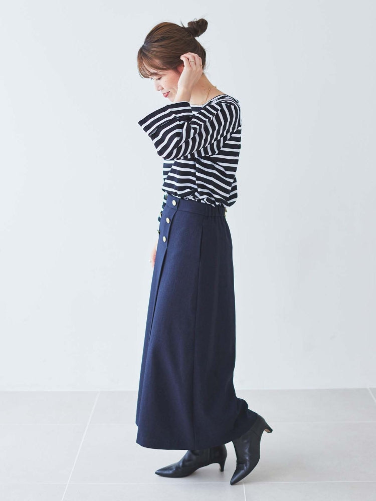 ルクールブラン le.coeur blanc カルゼマリントラペーズスカート （ホワイト） ホワイト