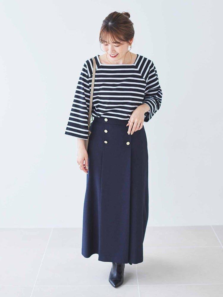 ルクールブラン le.coeur blanc カルゼマリントラペーズスカート （ホワイト） ホワイト